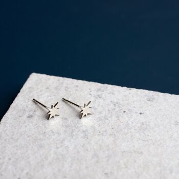 Sterling Silver Starburst Stud Earrings, 3 of 8