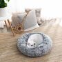 50cm Grey Soft Plush Donut Dog Cat Bed Cushion, thumbnail 1 of 7