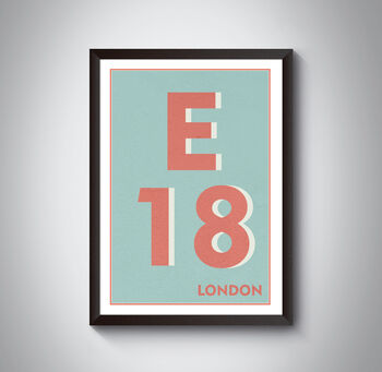 E18 Woodford London Typography Postcode Print, 5 of 10