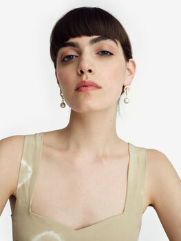 Silver Bead Gold Circle Drop Earrings, 2 of 4