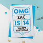 Omg 14th Birthday Card Personalised, thumbnail 3 of 3
