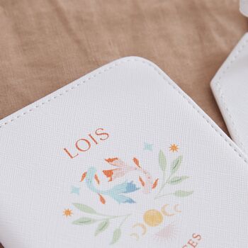 Personalised Zodiac Passport Cover And Luggage Tag In White, 2 of 5