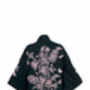 Wild Flowers And Butterflies Teal And Pink Velvet Embroidered Short Kimono, thumbnail 8 of 10
