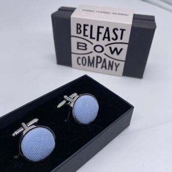 Irish Linen Cufflinks In Light Blue, 2 of 2