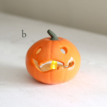 Halloween Ceramic Pumpkin With Battery Tea Light, 4 of 10