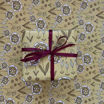Mustard Retro Flower Wrapping Paper, 2 of 4