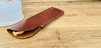 Brown Leather Pen Sleeve, Pen Case, 8 of 9