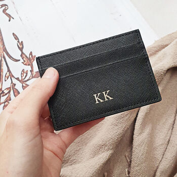 Personalised Black Leather Card Holder, 2 of 5