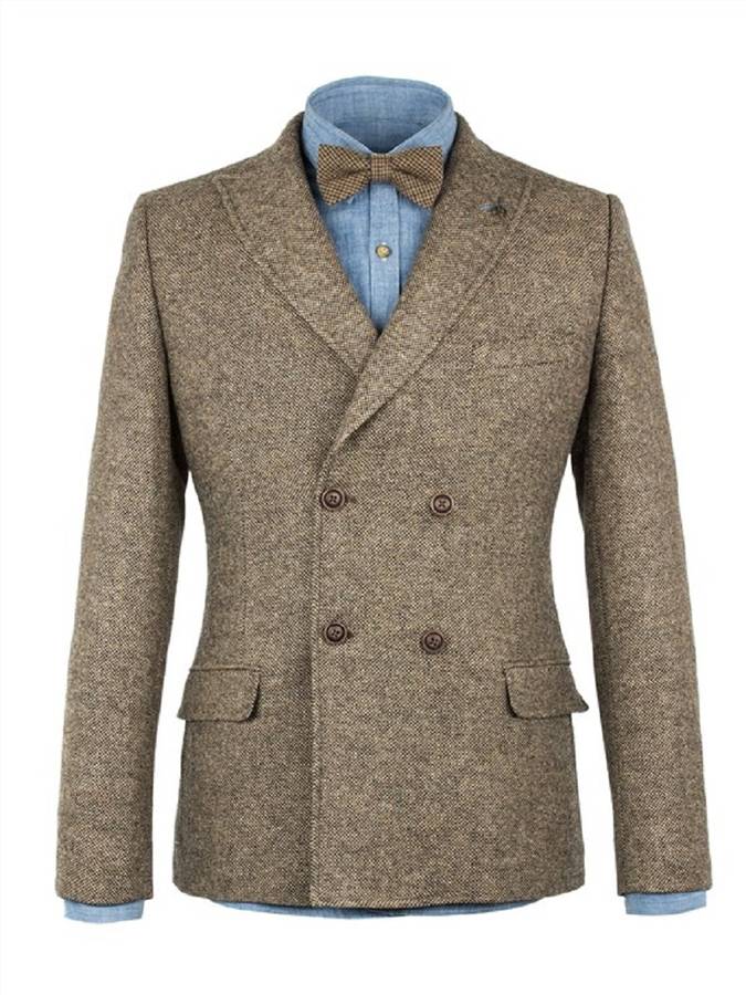 men's tweed double breasted jacket by louie thomas menswear