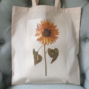 Sunflower Illustration Hand Printed Cotton Tote Bag, 6 of 6