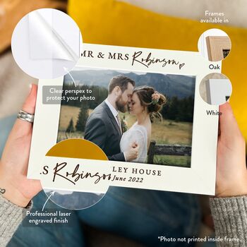Personalised Newlywed Couples Wedding Photo Frame Gift, 4 of 12