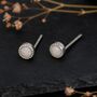 Sterling Silver White Opal Textured Stud Earrings, thumbnail 1 of 8