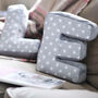Grey Letter Fabric Cushions, thumbnail 1 of 3