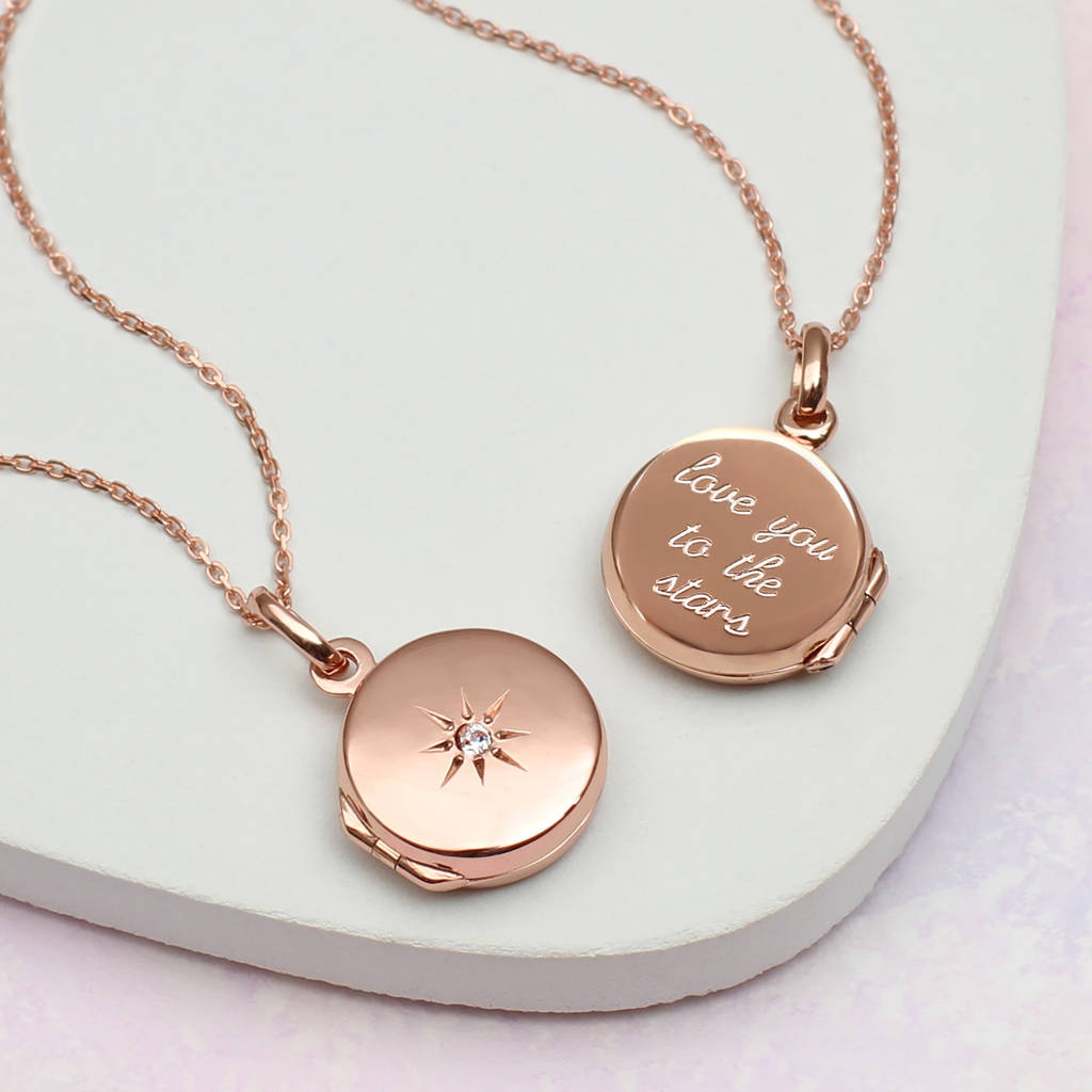 Personalised 18ct Rose Gold Plated Star Set Locket, 1 of 5