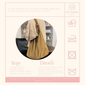 Slouchy Thin Corduroy Shoulder Bag, 2 of 10