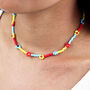 Colourful Rainbow Flower Seed Bead Necklace, thumbnail 2 of 6