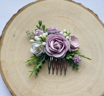 Lilac And White Flower Hair Comb, 2 of 6