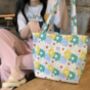 Extra Large Floral Daisy Tote Bag, Rose Canvas Shoulder Bag, thumbnail 2 of 11