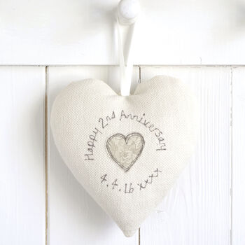 Personalised 2nd Cotton Wedding Anniversary Heart Gift, 4 of 10