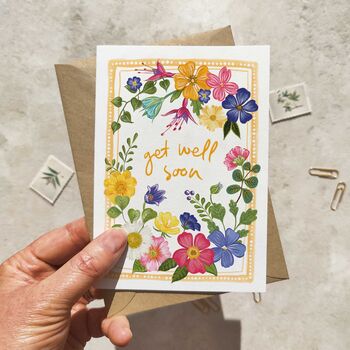 Whimsical Floral Garden Get Well Soon Card, 3 of 6