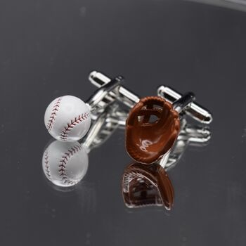 Baseball And Glove Cufflinks | 316 L Stainless Steel Sports Gift For Men, 7 of 7