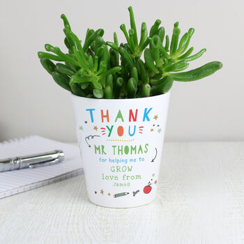 Personalised Thank You Teacher Plant Pot – End Of Term Gift Idea, 2 of 5