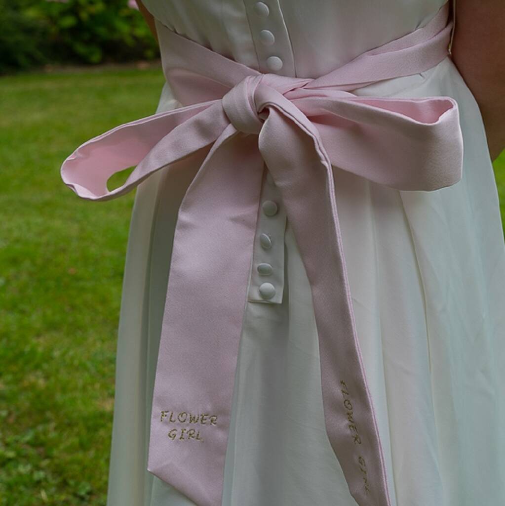 personalised flower girl sash by matchimony