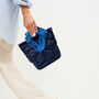 Dark Blue Top Handle Small Bucket Bag Made In Italy, thumbnail 2 of 2