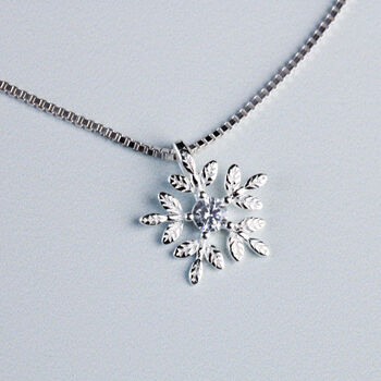 Sterling Silver Snowflake Pendant Necklace, 3 of 4