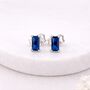 Sterling Silver Sapphire Baguette Stud Earrings – 6mm X 4mm, thumbnail 1 of 8