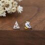 Sterling Silver Mismatched Pizza Slice And Seagull Stud Earrings, thumbnail 4 of 9