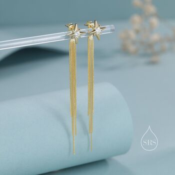 Starburst Dangle Drop Stud Earrings In Sterling Silver, 3 of 11