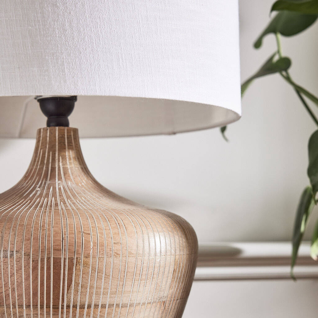 Clifford Textured Mango Wood Table Lamp By Dibor
