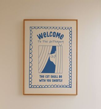 Funny Bathroom Cat Print, 4 of 4