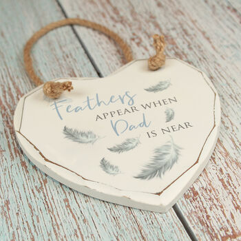 Feather Remembrance Wooden Hanging Heart, 3 of 3