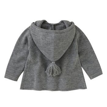 Personalised Grey Knitted Flare Hooded Cardigan, 6 of 9