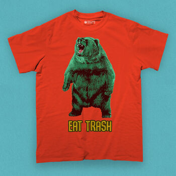 Funny Eat Trash Bear Adult Men's T Shirt, 3 of 6