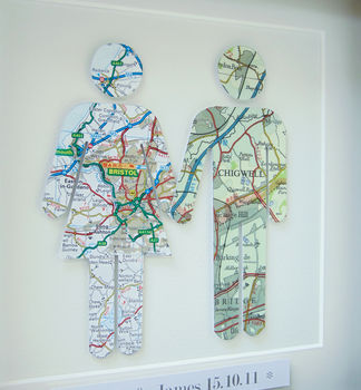 Personalised Couple Map Picture / Wedding Gift, 8 of 12