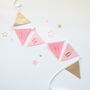 Personalised Pink And Gold Name Bunting, thumbnail 4 of 6