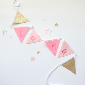 Personalised Pink And Gold Name Bunting, 4 of 6