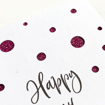 Personalised Polka Dot Glitter Cut Out Birthday Card, 2 of 3