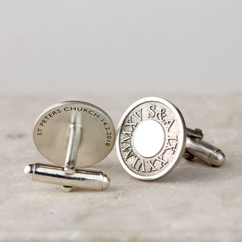 Personalised Silver Roman Numerals Cufflinks, 2 of 6