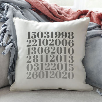 Personalised Memorable Dates Typographic Cushion, 5 of 6