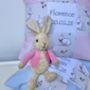 Nursery Bunny Name And Date Cushion, thumbnail 8 of 9