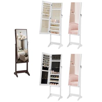 Standing Mirror Jewellery Cabinet, Lockable Armoire, 9 of 9