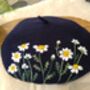 Navy Beret Hat With Daisy Flower, thumbnail 1 of 5