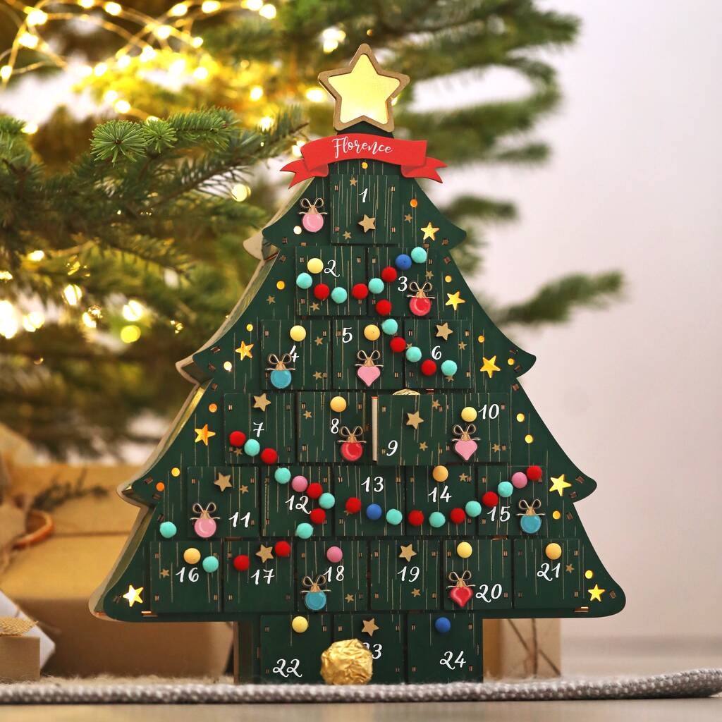 Personalised LED Christmas Tree Advent Calendar, 1 of 7