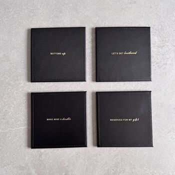 Cheers Leather Coasters – Housewarming Or New Home Gift, 3 of 12