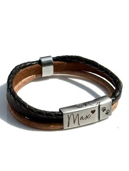 Personalised Men's Memorial Bracelet: Engraved Pendant With Ashes Keepsake Sympathy Gift, 5 of 10