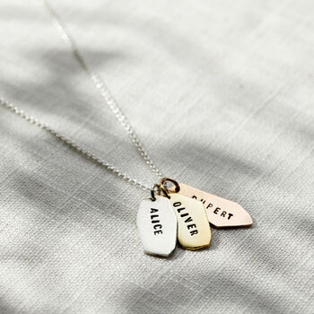 Personalised Mixed Gold Organic Tag Necklace, 2 of 8